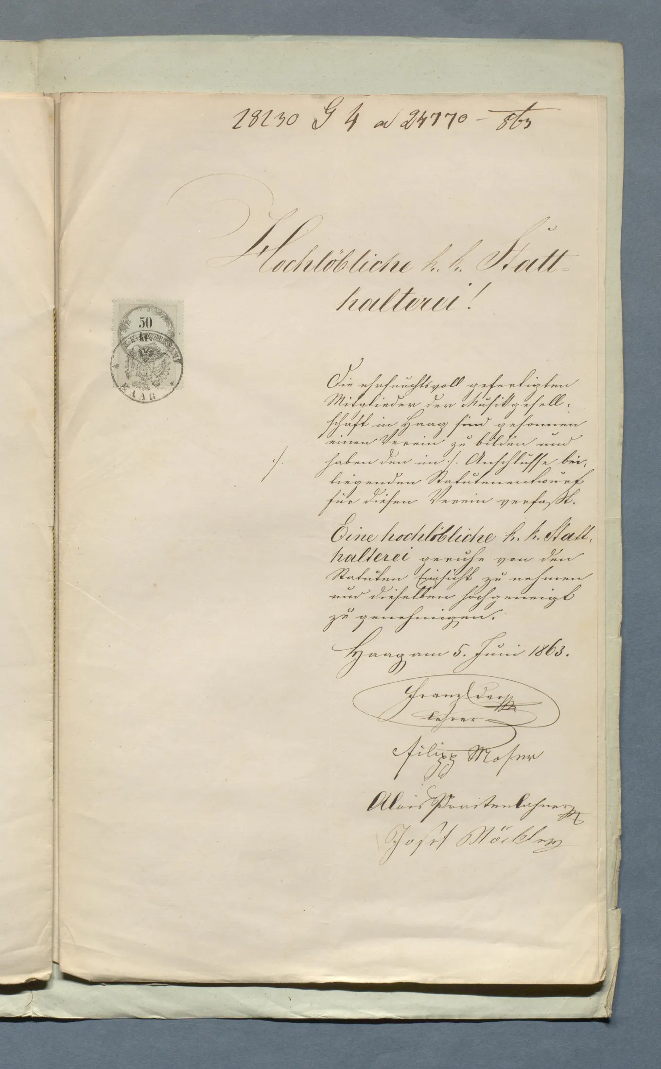 Gesuch der Musikgesellschaft vom 5. Juni 1863